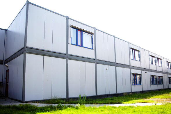 Tijdelijk gebouw opvang asielzoekers in Duitsland